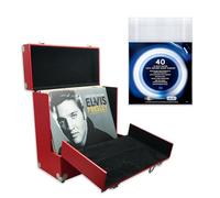 Retro Musique 12 pulgadas de Vinilo LP Caja de Almacenamiento Con tapa plegable Única Frente Para un mejor Acceso a su LPs (Rojo) (Red)