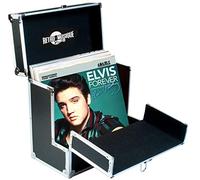 Retro Musique Alluminio 12" Vinile Record Custodia di Immagazzinaggio con Unique Pieghevole Anteriore Flap, Contiene Fino a 40 LP, Include 40 Vinile Record Maniche Esterne (Negro)