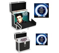 Retro Musique Estuche de almacenamiento para discos de vinilo de 12" en aluminio con solapa frontal abatible para un mejor acceso a tus discos de vinilo, puede contener hasta 40 discos de vinilo