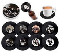Retro Musique Juego de 8 posavasos de vinilo de The Beatles con abrebotellas magnético, bonitos posavasos de música para hombres y mujeres, fantásticos regalos para amantes de la música alojados en