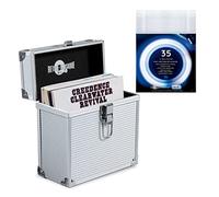 Retro Musique La Caja de Almacenamiento EP de Vinilo de 7 "de Aluminio Puede acomodar hasta 35 EP (Fundas de PVC), Incluidas 35 Chaquetas de Vinilo(Plata)