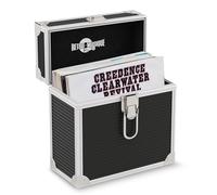 Retro Musique La Caja de Almacenamiento EP de Vinilo de 7 "de Aluminio Puede acomodar hasta 35 EP (Fundas de PVC), Incluidas 35 Chaquetas de Vinilo (Negro)