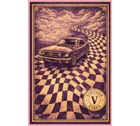 Retro Mustang Style Journal with Optical Checkered Road Design: Classic American Speed Inspired Lined Writing Book for Dreamers, Drivers & Creators