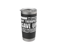 Retro My Therapist Gave Up Funny Sarcastic Humor Vaso térmico de acero inoxidable de doble pared
