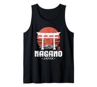Retro Nagano Japón Torii Gate Japanese Kanji Souvenir Camiseta sin Mangas