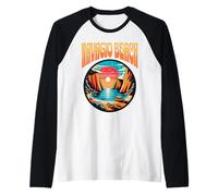 Retro Navagio Beach Grecia Puesta Del Sol Naufragio Ensenada Camiseta Manga Raglan