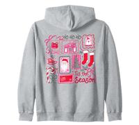 Retro Navidad Patchwork Holiday Ho Ho Ho Tis The Season Sudadera con Capucha