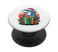 Retro Navidad Tiburón X-Mas Tiburones PopSockets PopGrip Adhesivo