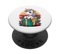Retro Navidad Unicornio X-Mas Unicornios PopSockets PopGrip Adhesivo