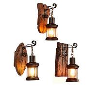 Retro negro aplique de pared madera antigua, industrial diseño vintage, Redonda vidrio lámpara de pared Loft clásico rústico iluminación de pared para escaleras hall sótano corredor cocina isla (B)