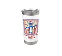 Retro New American Citizen Rojo, Blanco y Azul Vaso térmico de acero inoxidable de doble pared