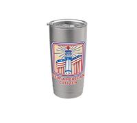 Retro New American Citizen Rojo, Blanco y Azul Vaso térmico de acero inoxidable de doble pared