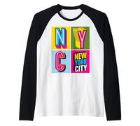 Retro New York City Pop Art Style tee Shirts, New York City Camiseta Manga Raglan
