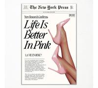 Retro Newspapaer Canvas Wall Art, Funny Life Is Better In Pink Quote Poster, Funky Pink High Heel Picture Girls Bedroom Wall Decor, Trendy News Headline Girly Dorm Apartment Art 12x16in Unframed