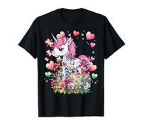 Retro Niños Unicornios Niña Caballo Flores Cuento de hadas Camiseta
