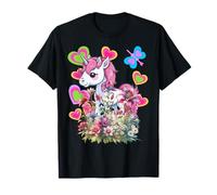 Retro Niños Unicornios Niña Caballo Flores Cuento de hadas Camiseta