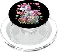 Retro Niños Unicornios Niña Caballo Flores Cuento de hadas PopSockets PopGrip para MagSafe