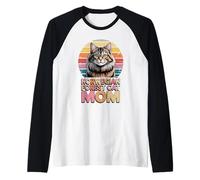 Retro Norwegian Forest Cat Mom Wegies Camiseta Manga Raglan