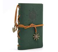 Retro Notebooks & Journals Agenda Binder Sketch Book Leather Soft Cover 14x10cm Replaceable Kraft Paper Stationery Para escribir y tomar notas(Green)