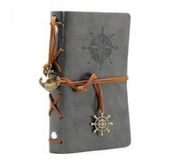 Retro Notebooks & Journals Agenda Binder Sketch Book Leather Soft Cover 14x10cm Replaceable Kraft Paper Stationery Para escribir y tomar notas(Grey)