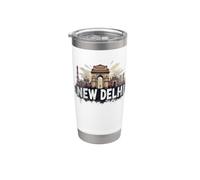 Retro Nueva Delhi Paisaje Vintage Recuerdo Vaso térmico de acero inoxidable de doble pared