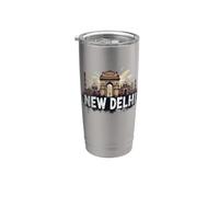 Retro Nueva Delhi Paisaje Vintage Recuerdo Vaso térmico de acero inoxidable de doble pared