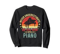 Retro Nunca subestimes a un viejo con un pianista Hombres Sudadera