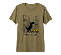 Retro NYC Pixel T-Rex In NYC Dinosaur Yellow Taxi Graphic Camiseta Premium