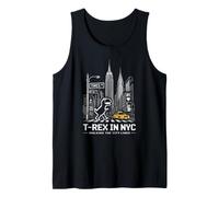 Retro NYC Pixel T-Rex In NYC Dinosaurio Amarillo Taxi Gráfico Camiseta sin Mangas