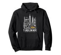 Retro NYC Pixel T-Rex In NYC Dinosaurio Amarillo Taxi Gráfico Sudadera con Capucha
