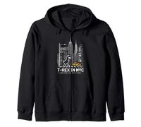 Retro NYC Pixel T-Rex In NYC Dinosaurio Amarillo Taxi Gráfico Sudadera con Capucha