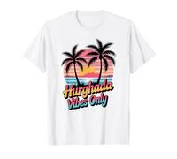 Retro Ocean Sunset y Palmeras, diversión Hurghada Vibes Only Camiseta