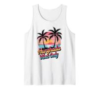 Retro Ocean Sunset y Palmeras, diversión Hurghada Vibes Only Camiseta sin Mangas
