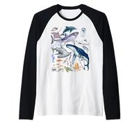Retro Ocean Wildlife - Shark, Fish & Octopus Vibes Camiseta Manga Raglan