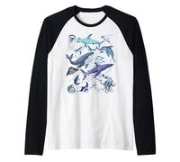Retro Ocean Wildlife - Shark, Fish & Octopus Vibes Camiseta Manga Raglan