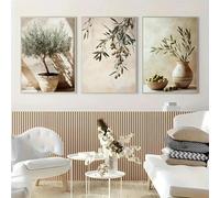 Retro Olive Tree still life vase Canvas Painting Printed Wall Art Mural Poster Modern Living Room Home Decoration(70x100cm/3Pcs Frameless)
