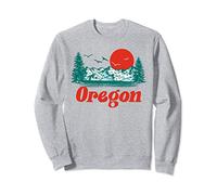 Retro Oregon Mountain Trees & Sun Scene Graphic Sudadera