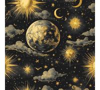 Retro Oro Sol Papel de Pared Autoadhesivo Universo Planeta Pelar y Pegar Papel Pintado Adhesivo Impermeable Mate Removible Wallpaper para Dormitorio Muebles Armario Pared Salon Pegatina 0.4x3 m