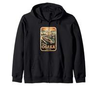 Retro Osaka Japón Tren Viaje Vintage Recuerdo Japonés Sudadera con Capucha