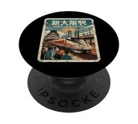 Retro Osaka Station Japón Tren Vintage Japonés Kanji PopSockets PopGrip Adhesivo