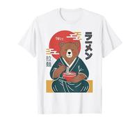 Retro Oso Japonés Comiendo Ramen Ukiyo-e Estética Camiseta