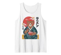 Retro Oso Japonés Comiendo Ramen Ukiyo-e Estética Camiseta sin Mangas