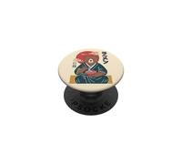 Retro Oso Japonés Comiendo Ramen Ukiyo-e Estética PopSockets PopGrip Adhesivo