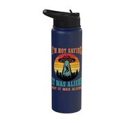 Retro OVNI extraterrestre sin decir extraterrestres Stainless Steel Insulated Water Bottle