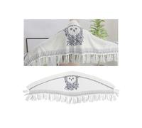 Retro Owl Scarf with Wide Spread Bird Feather WingsWhite Reversible Print