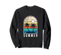 Retro Palmeras Puesta del Sol Playa Vibe Horizonte AG Sudadera