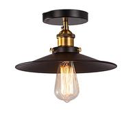 Retro Paraguas LáMpara de Techo Industrial Vintage Metal Copperhead Media Falda Luz Colgante E27 Lámpara de montaje semi a ras negra Luz de techo Dormitorio Sala de Pasillo de áTico Barn Light