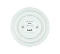 Retro pared empotrada enchufe de porcelana enchufe USB y tipo C enchufes,Carga Rápida