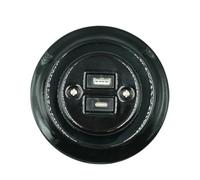 Retro pared empotrada enchufe de porcelana enchufe USB y tipo C enchufes (NEGRO)