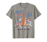 Retro Party In The USA Hot Dog Flag USA 4th Of July Party Camiseta